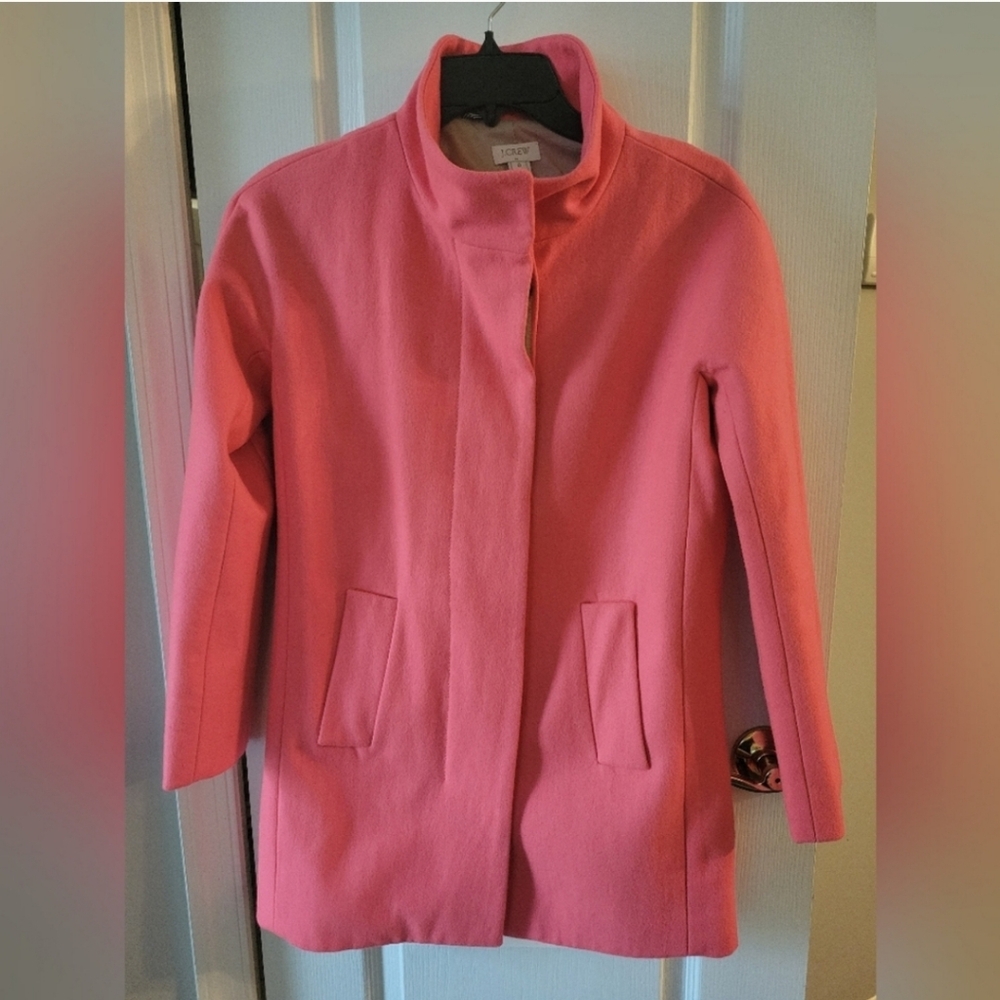 J. Crew Cocoon Coat Italian Stadium Cloth Wool Blend Coral Pink Size 0